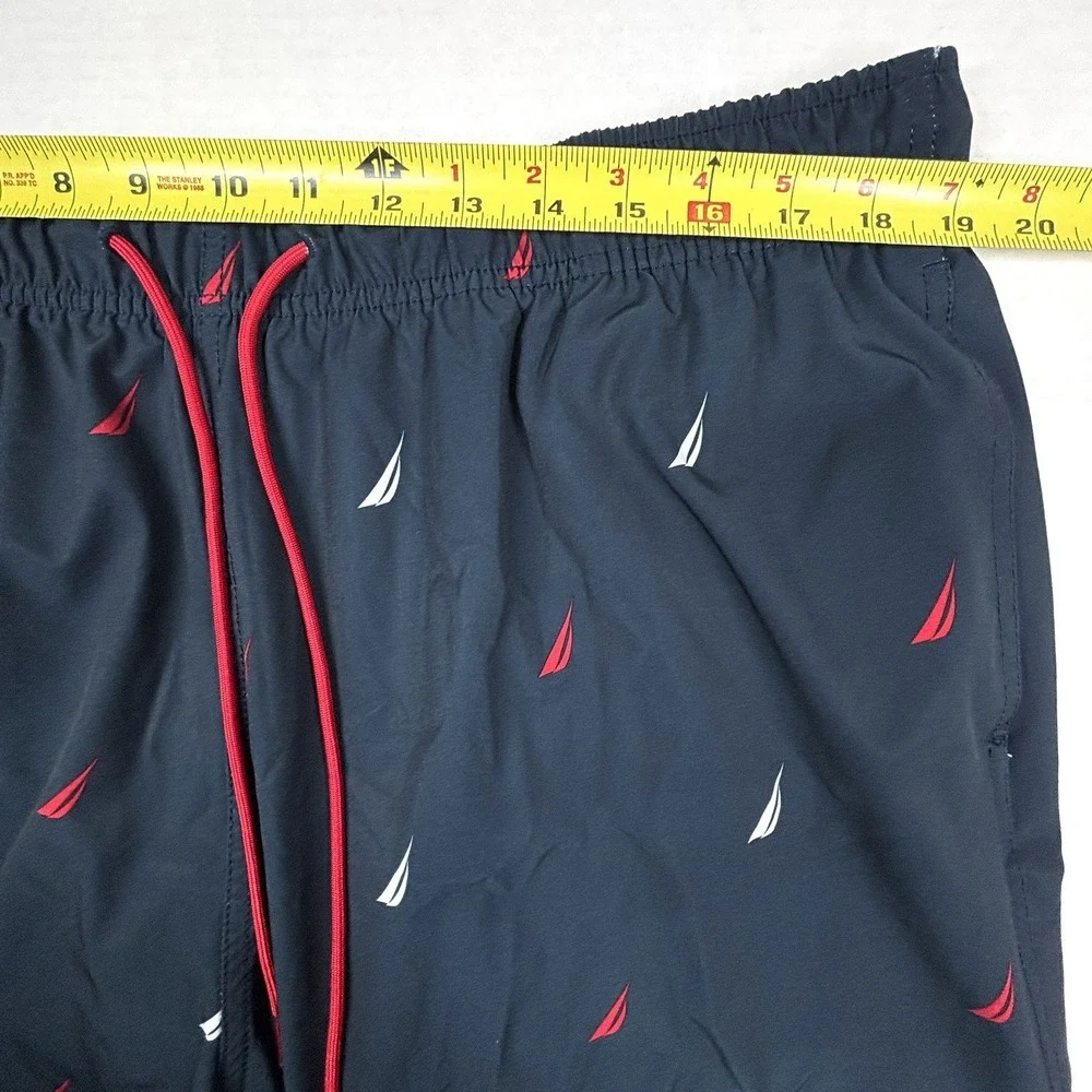 Nautica Sailboats Swim Trunks Mens 2XL Shorts Navy Lined‎ Patriotic Preppy  EUC